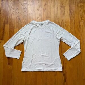 Banana Republic Long Sleeve Ribbed Top Off White Raglan L Double Lined Shirt '25